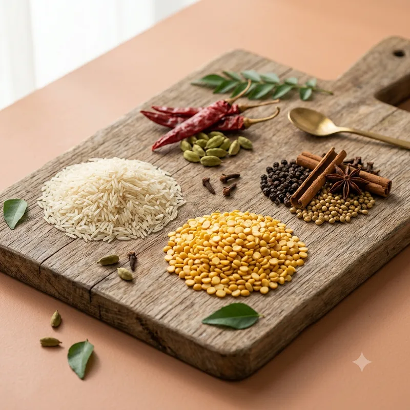 Rice, lentils and spices portioned into a meal kit